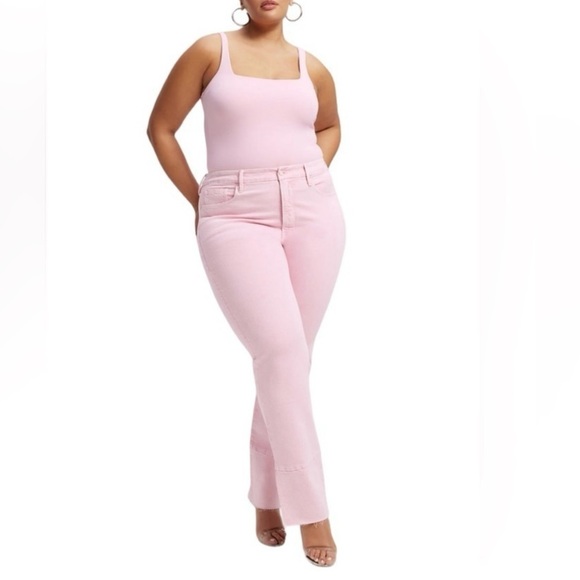 Good American Good Boy Straight Jeans Split Hem In MineralRoseQuar Pink Sz 6/28 - Picture 2 of 11